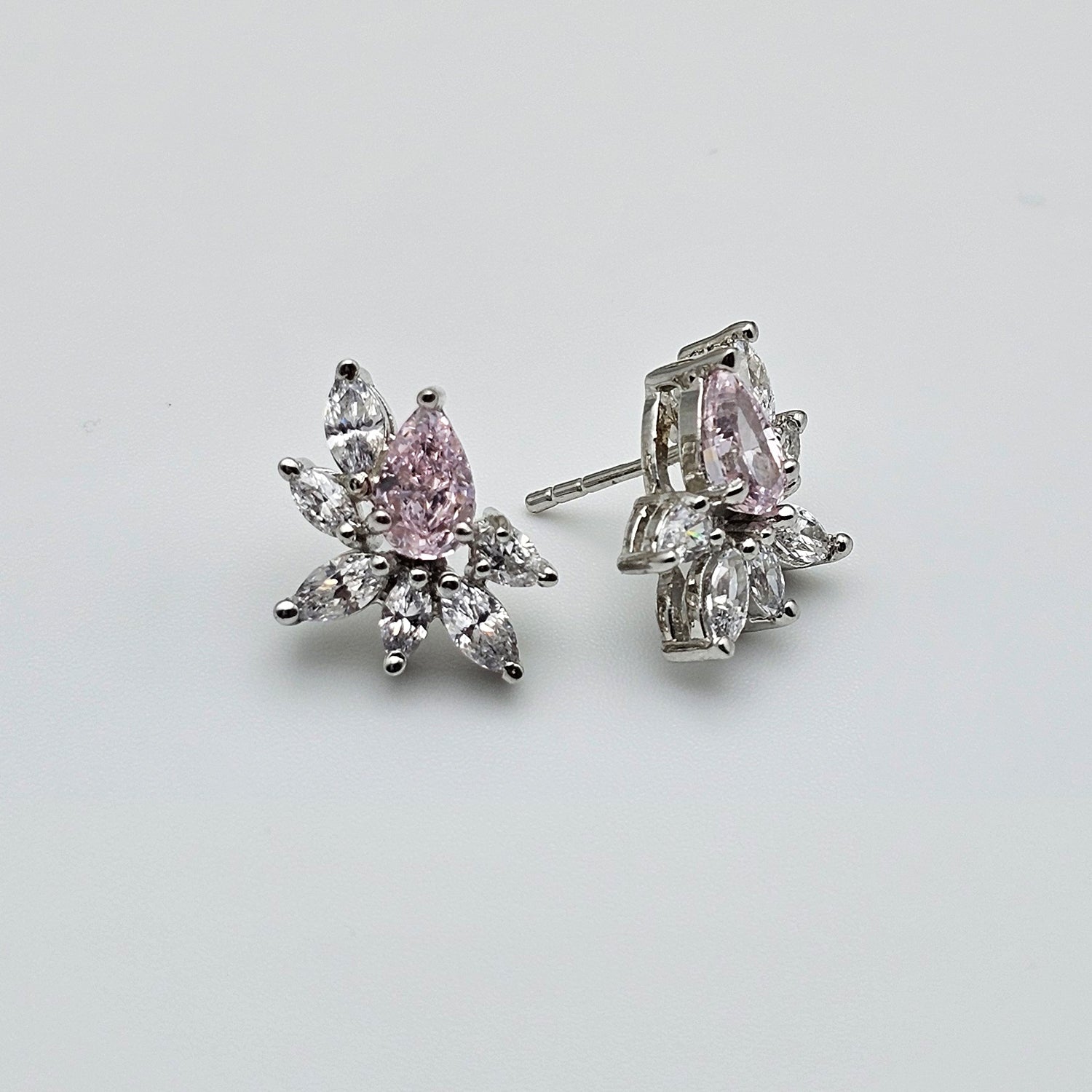 Classic Pink and White Swarovski  Clustered Studs