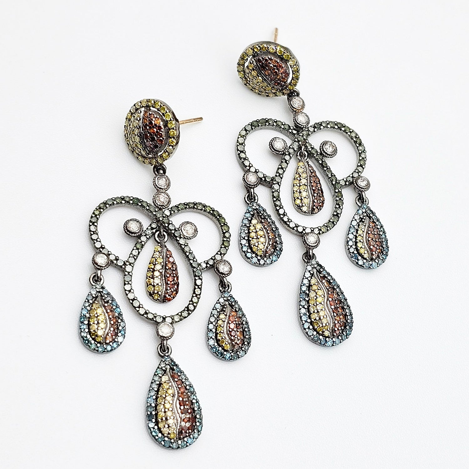Multicolor Natural Diamond Earrings
