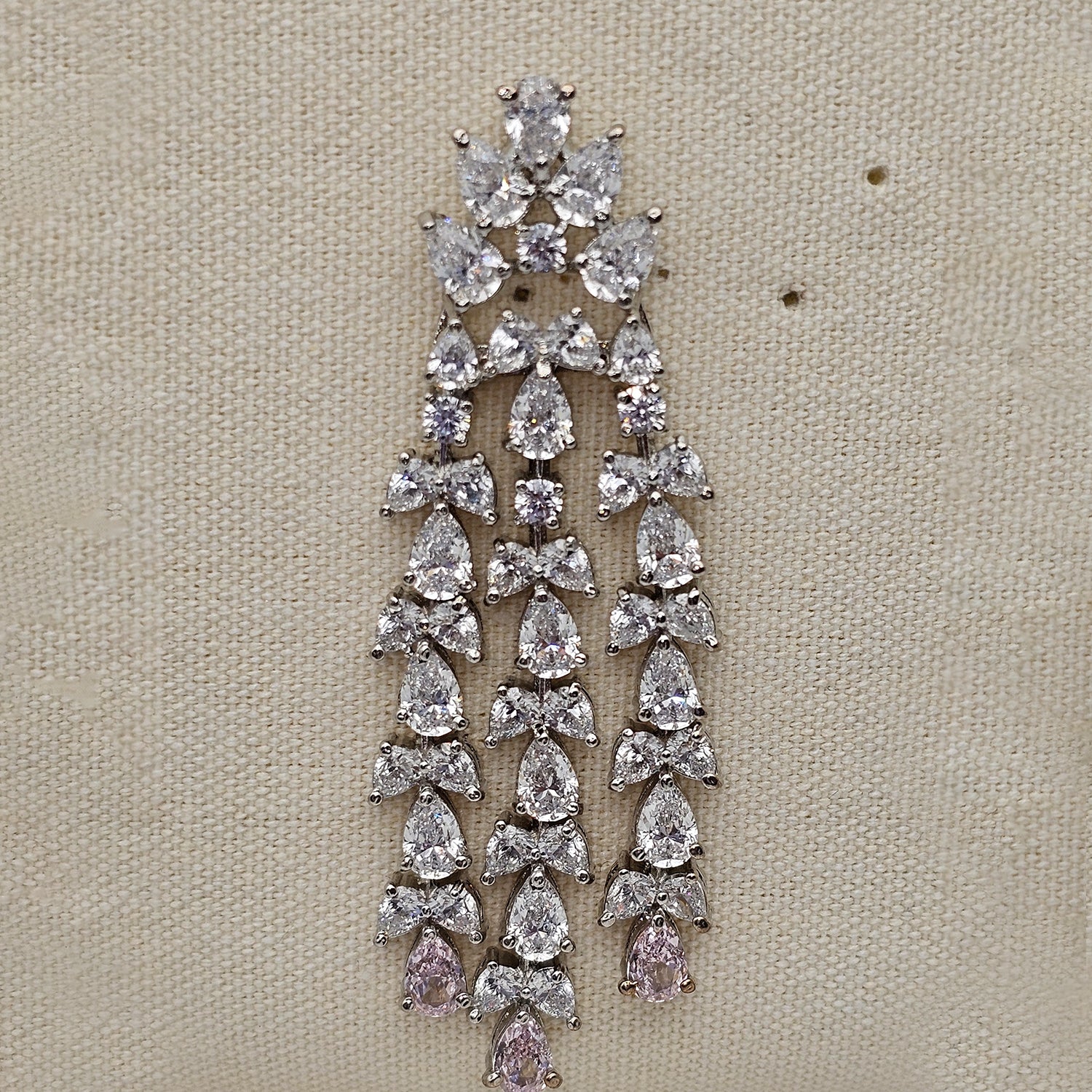 White and Pink Swarovski Chandelier  Earrings