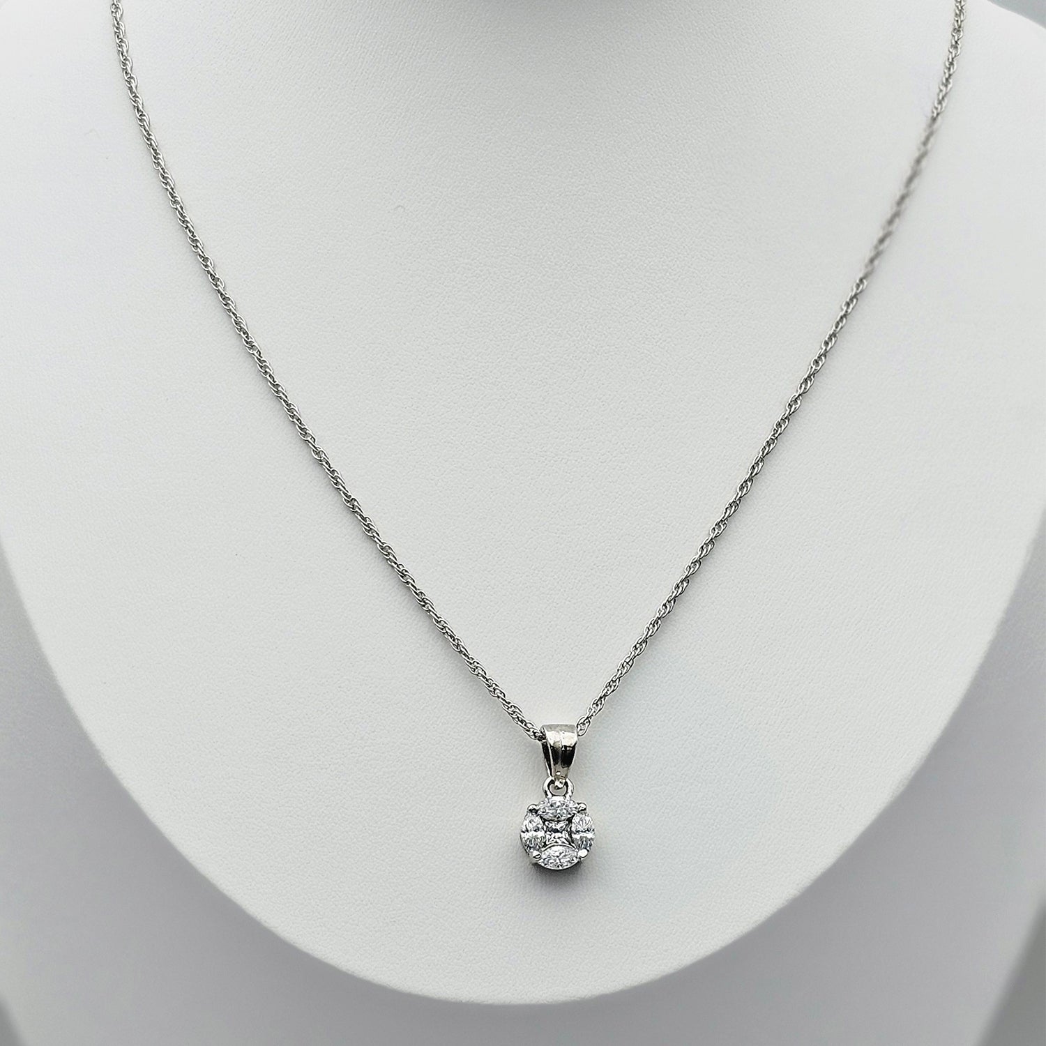 White Swarovski Pendant With  Silver Chain