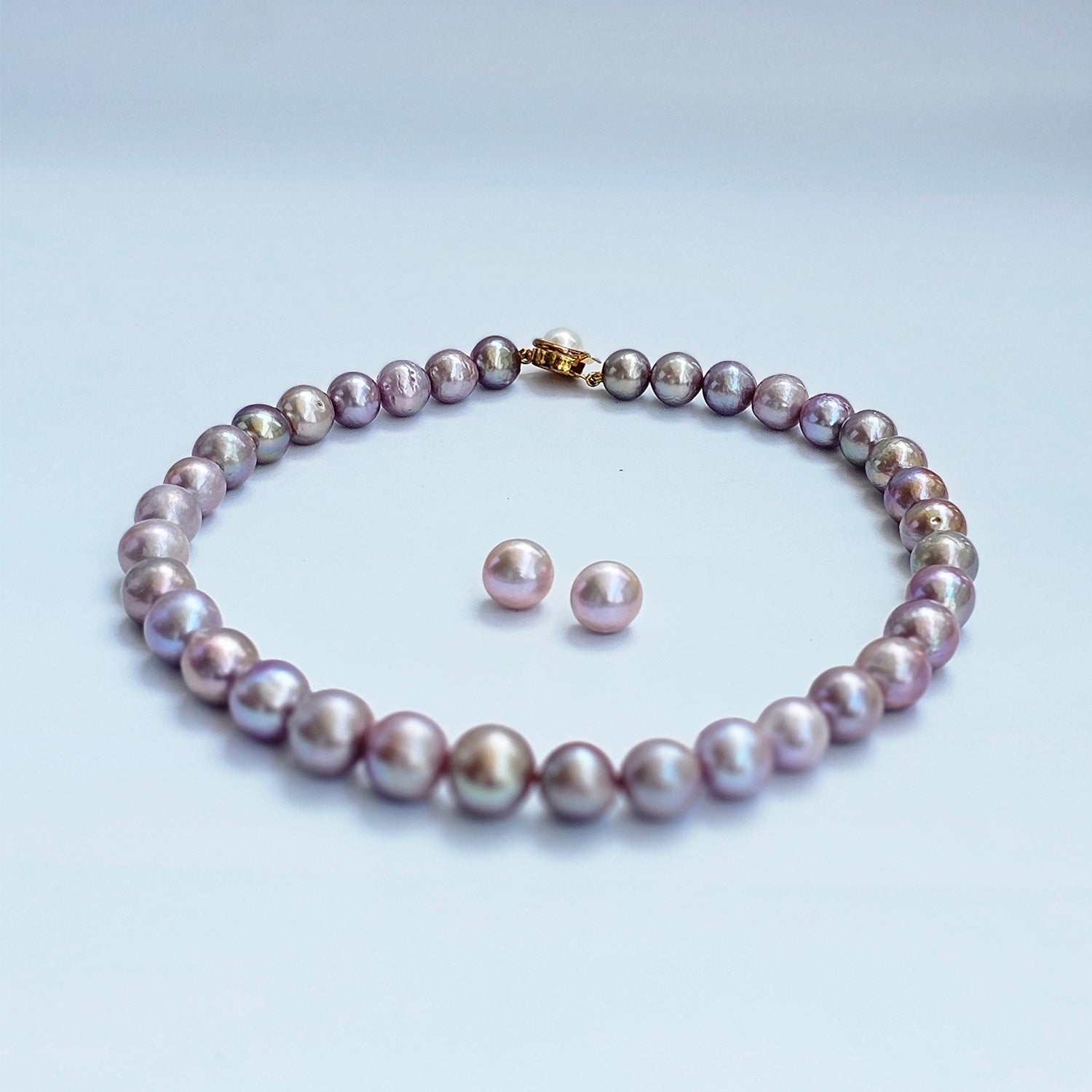 Lavish Lavender Freshwater Pearl  Necklace (Earrings Included)