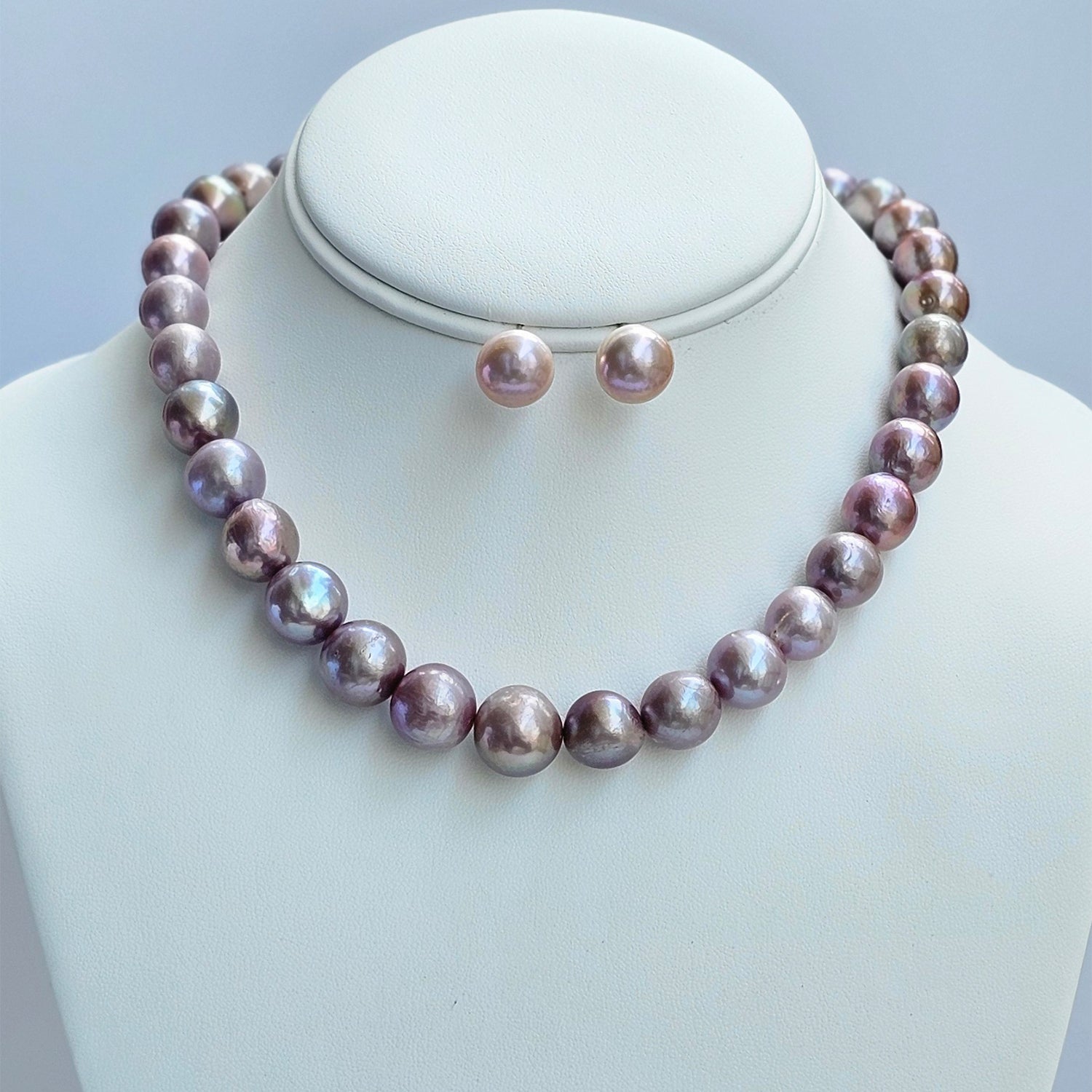 Lavish Lavender Freshwater Pearl  Necklace (Earrings Included)