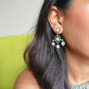 Vintage Natural Opal & Diamond  Earrings