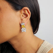 Mixed Shape Cut Yellow and White  Swarovski Earrings