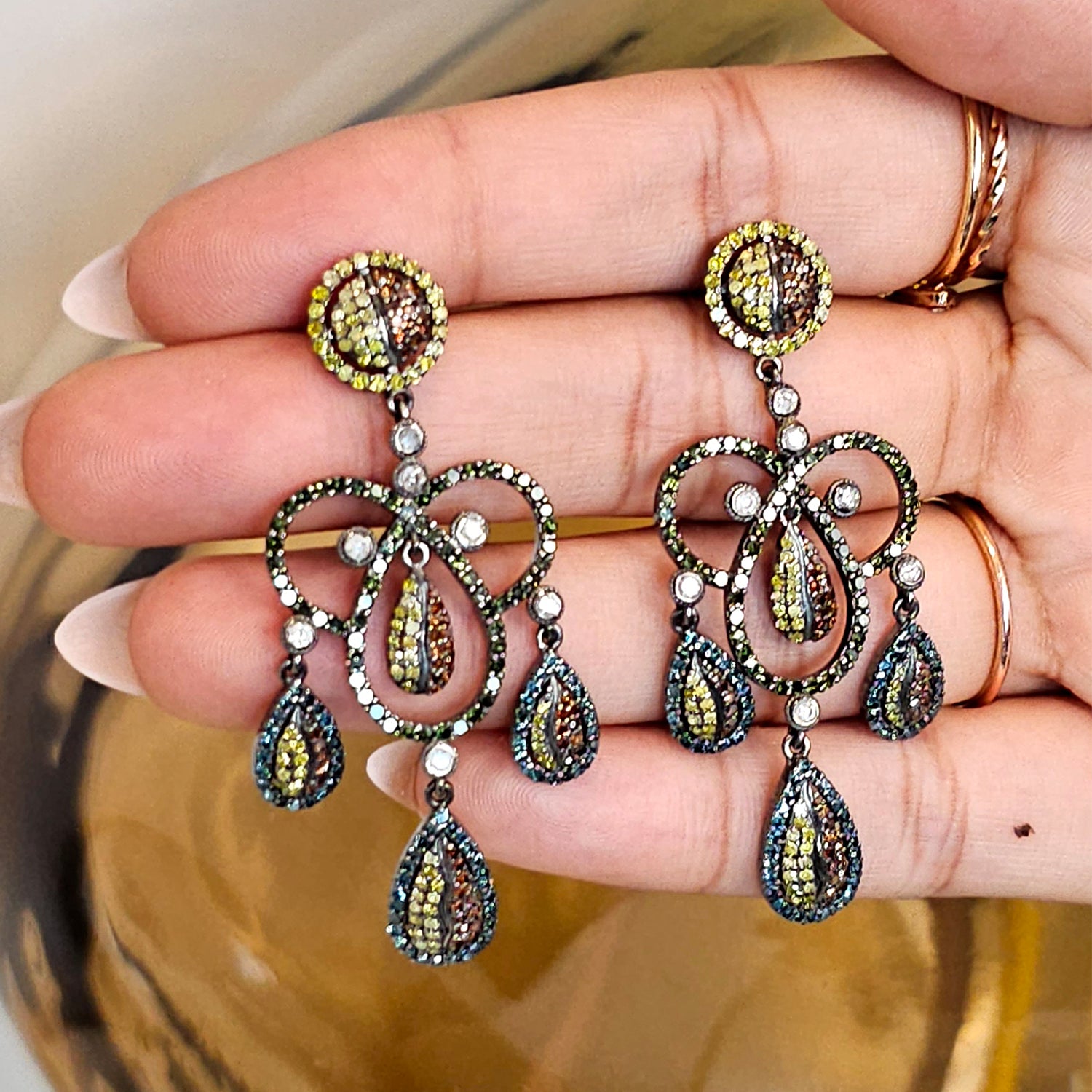 Multicolor Natural Diamond Earrings