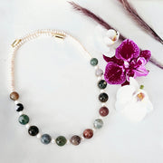 Fancy African Stone and Pearl Necklace