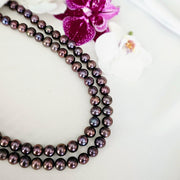 Metallic Blueish Purple Pearl Necklace  (With Earrings)