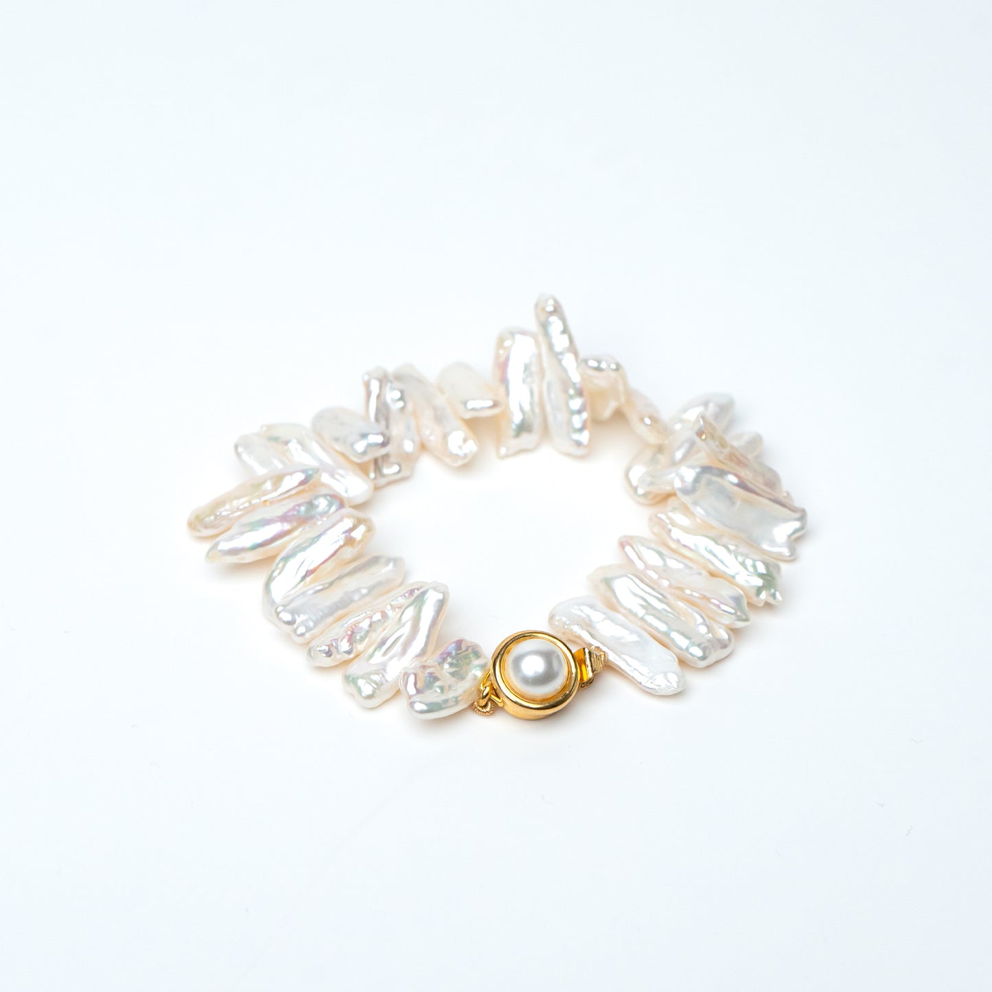 Flat Baroque Pearl Bracelet – 23x7mm A Grade Freshwater Pearls | 7"