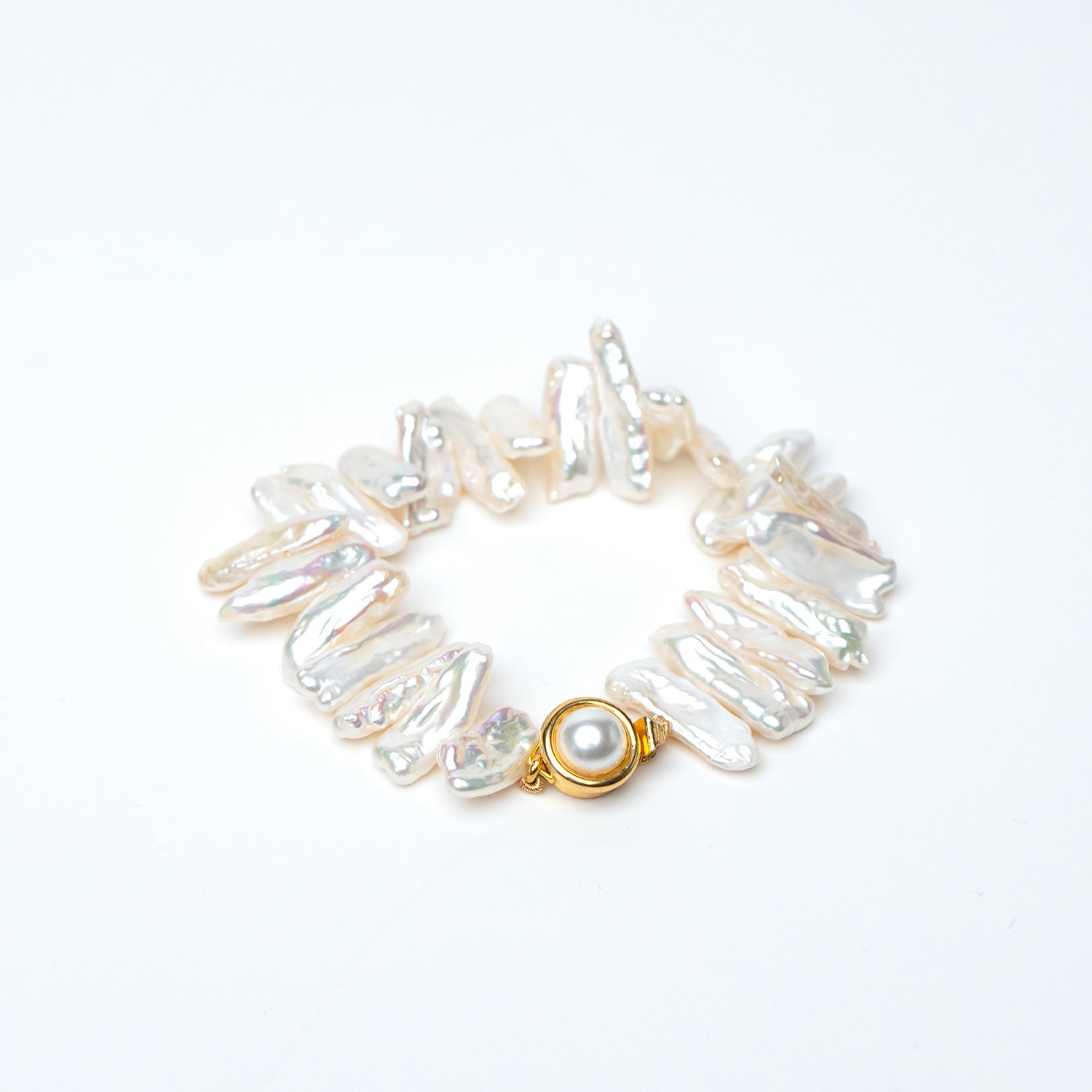Long Flat Baroque Pearl Bracelet