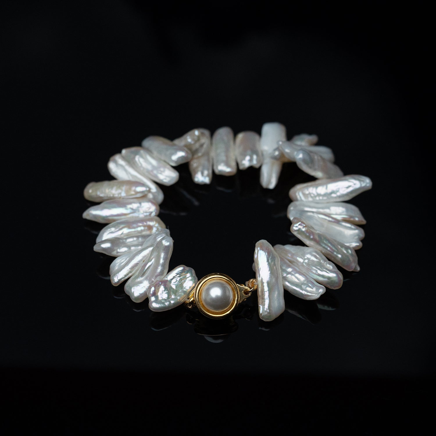 Long Flat Baroque Pearl Bracelet
