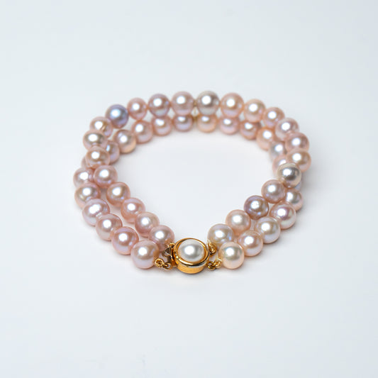 Pink Pearl Bracelet – 8mm Round A Grade Freshwater Pearls | 8"
