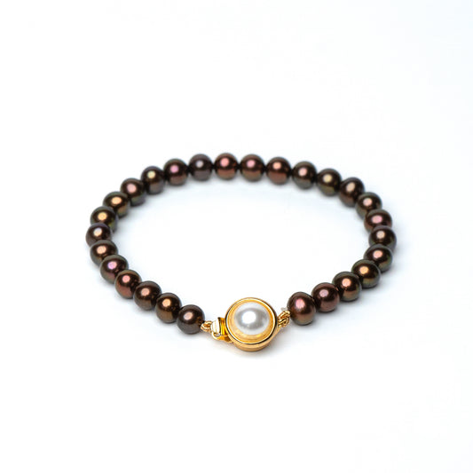Metallic Bronze Pearl Bracelet – 6mm Freshwater Pearls | 7.5"