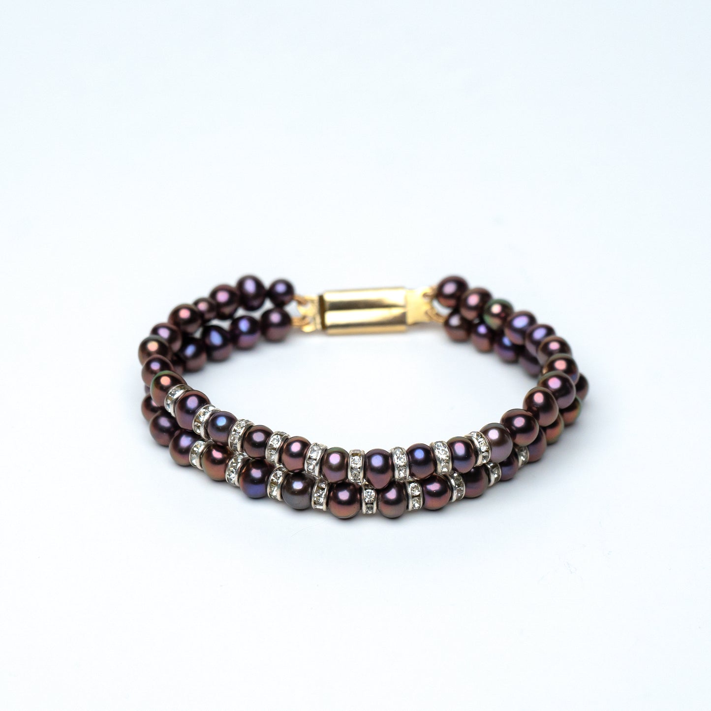 Metallic Fancy Pearl Bracelet – 5-6mm Round Freshwater Pearls | 7.5"