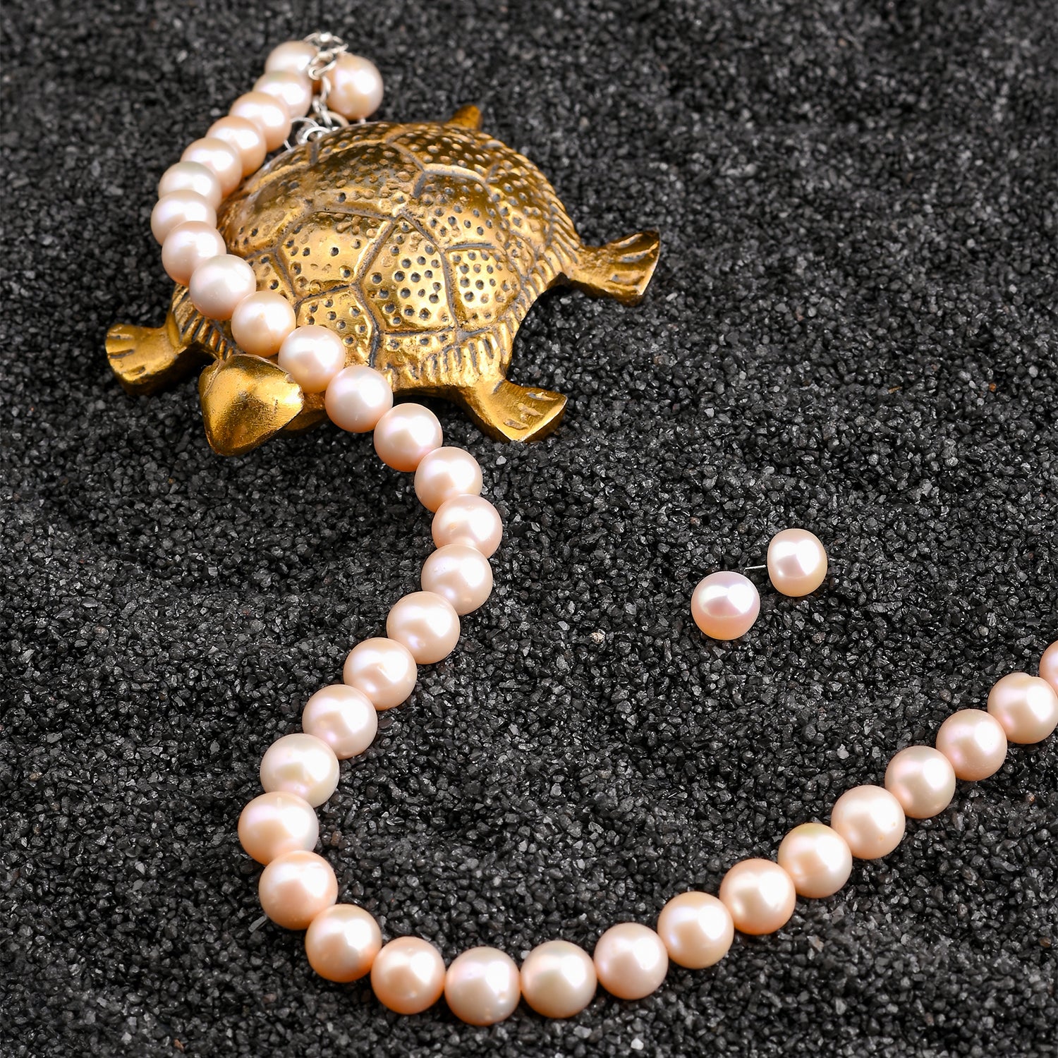 Luminous pink color freshwater pearl  necklace (With Earrings)