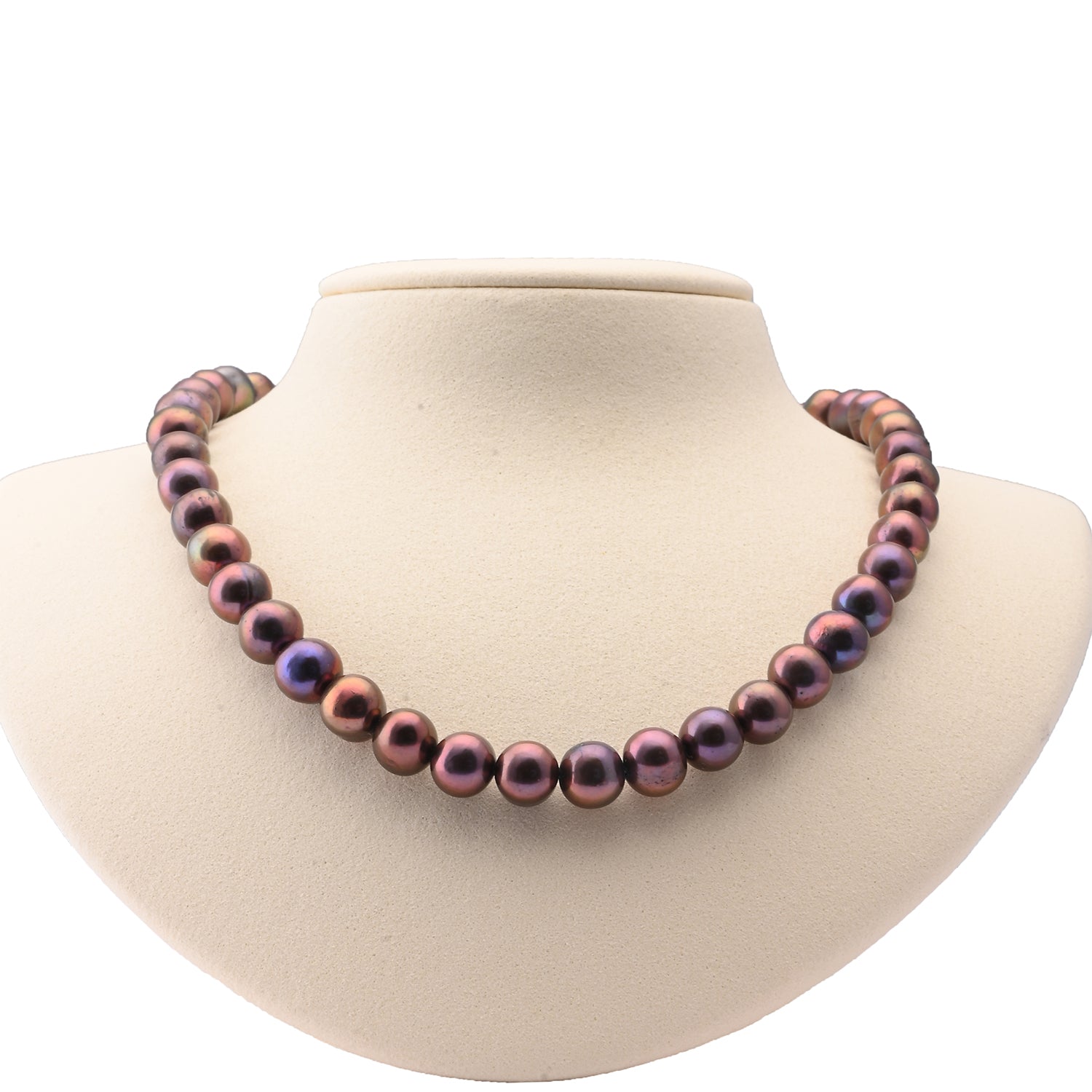 Metallic Blueish Purple Pearl Necklace Single  String (With Earrings)