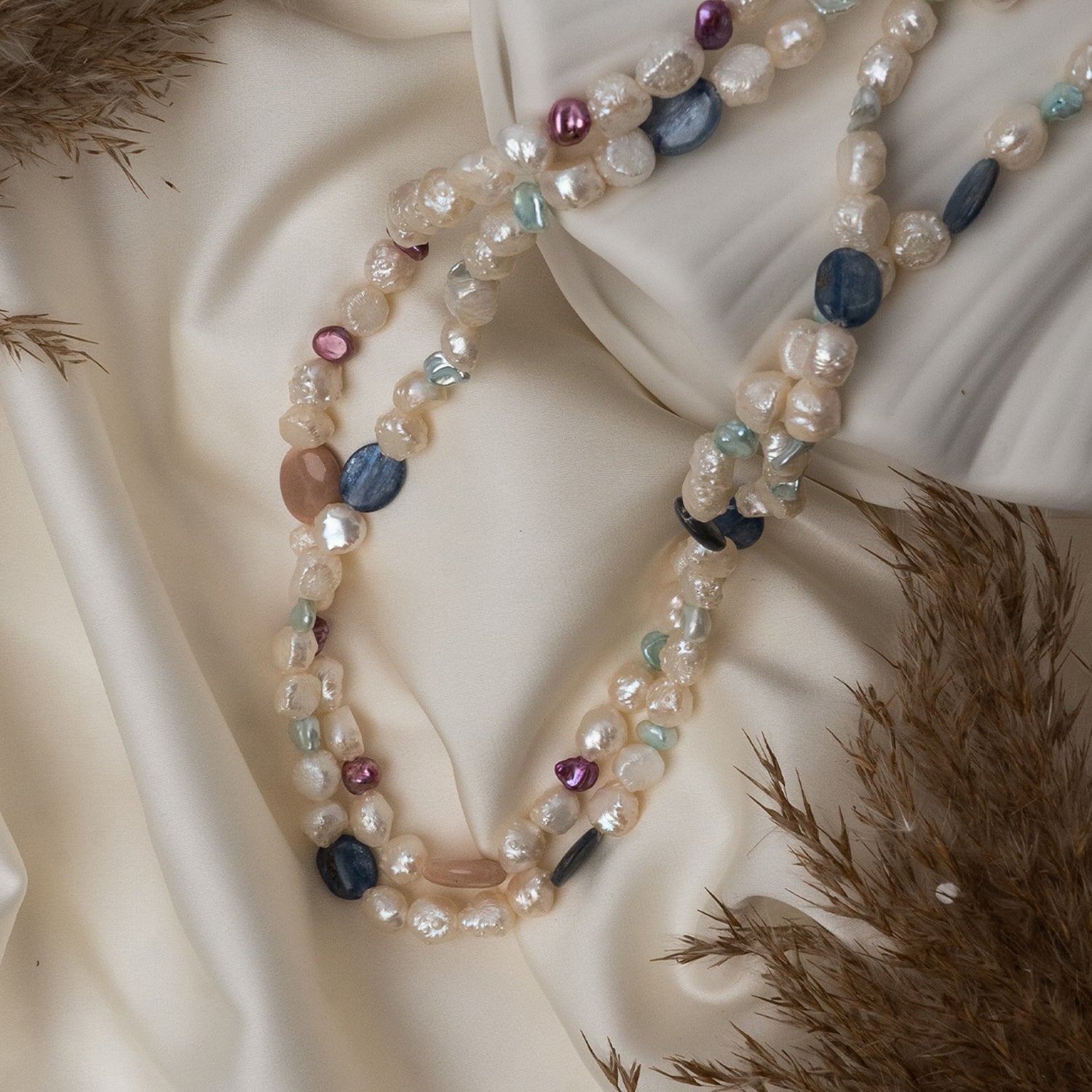 Mother of Pearl and Beads Long  Necklace