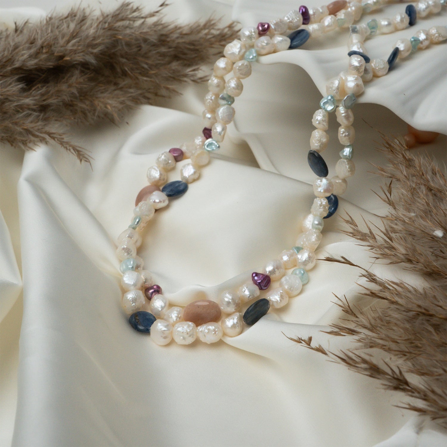Mother of Pearl and Beads Long  Necklace
