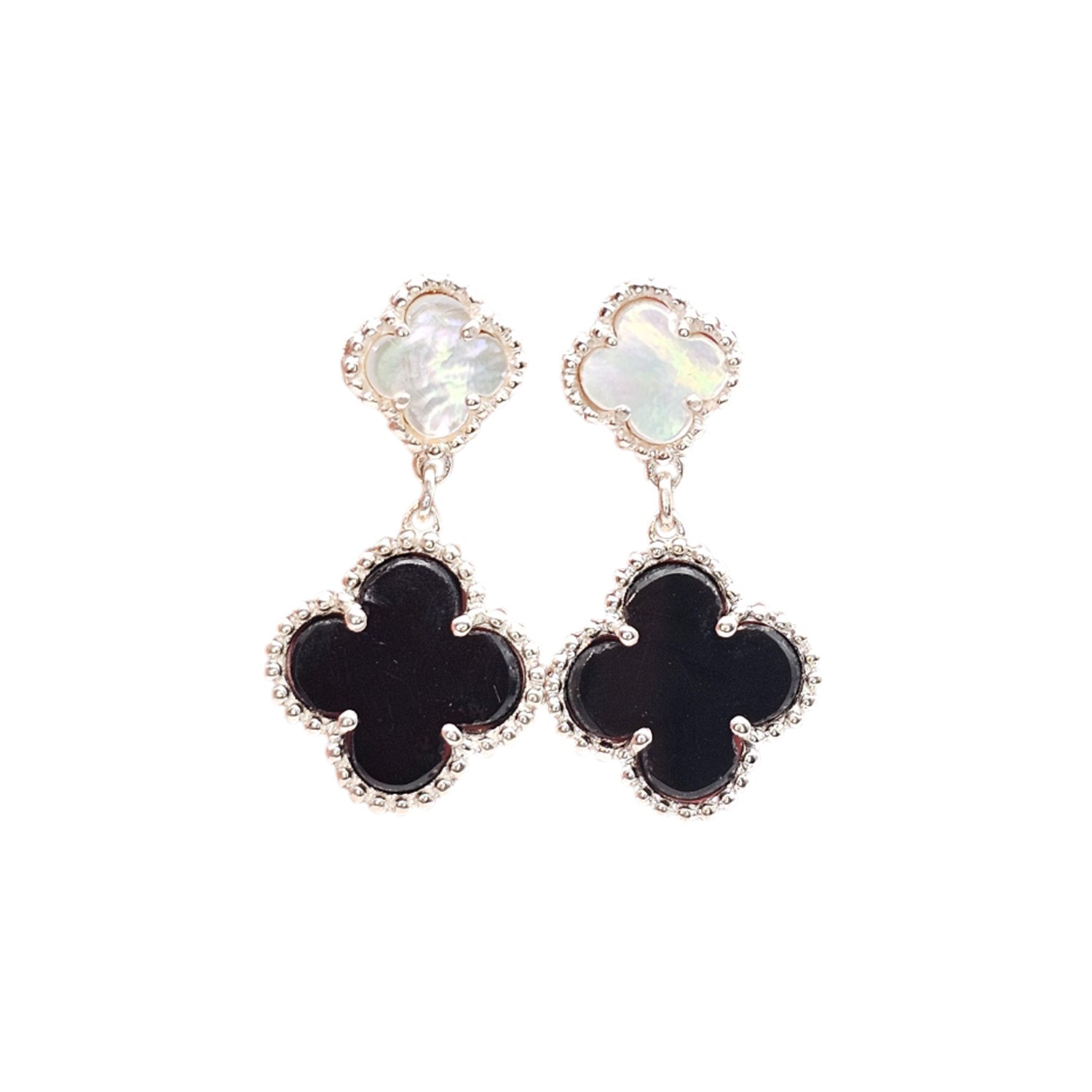 Clover Leaf Shape Silver Earrings