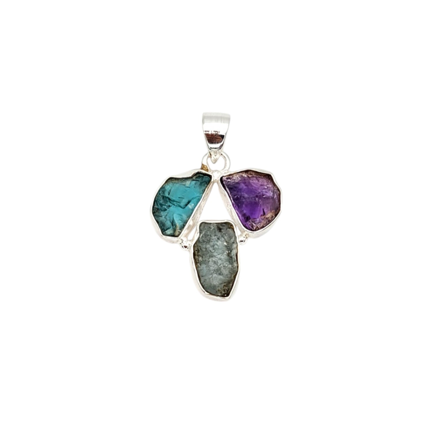 Raw Multicolor Natural Gemstone  Pendant (Without Chain)