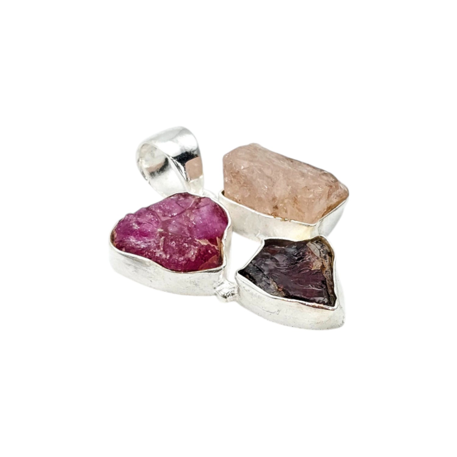 Raw Multicolor Natural Gemstone  Pendant (Without Chain)