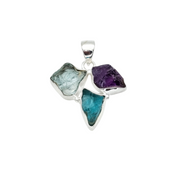 Raw Multicolor Natural Gemstone  Pendant (Without Chain)