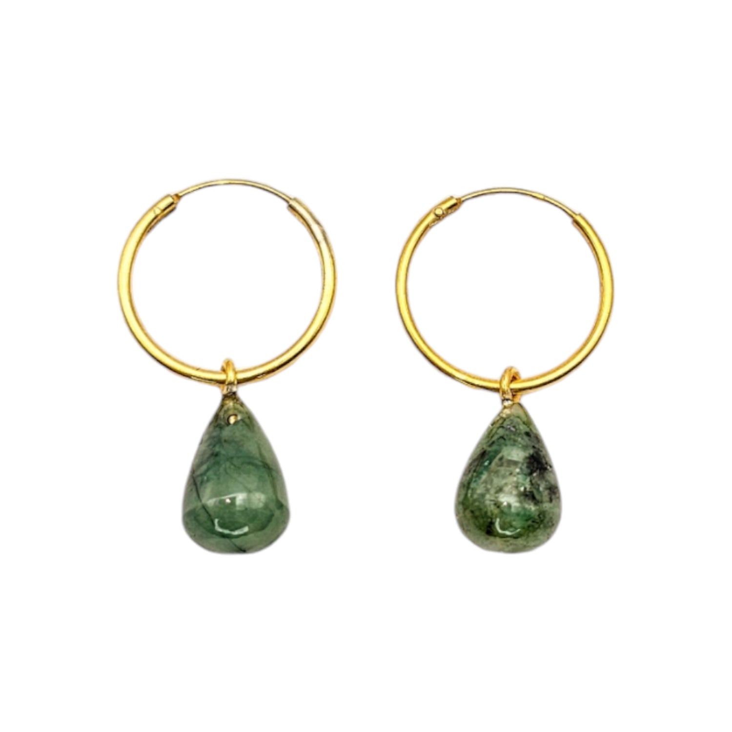 Natural Emerald drop earrings  Gold Plated