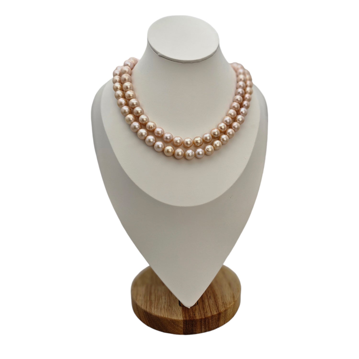 Luminous peach color  freshwater pearl necklace (With  Earrings)