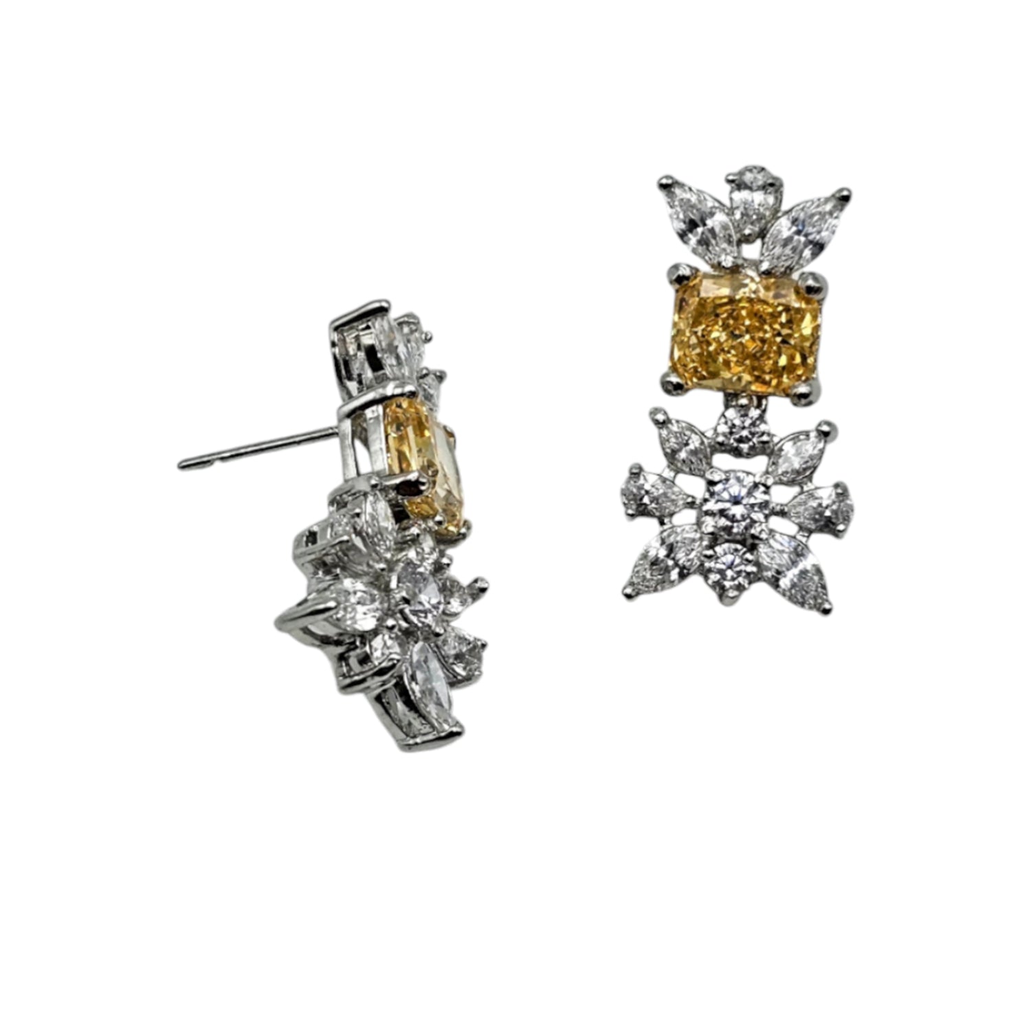 Mixed Shape Cut Yellow and White  Swarovski Earrings