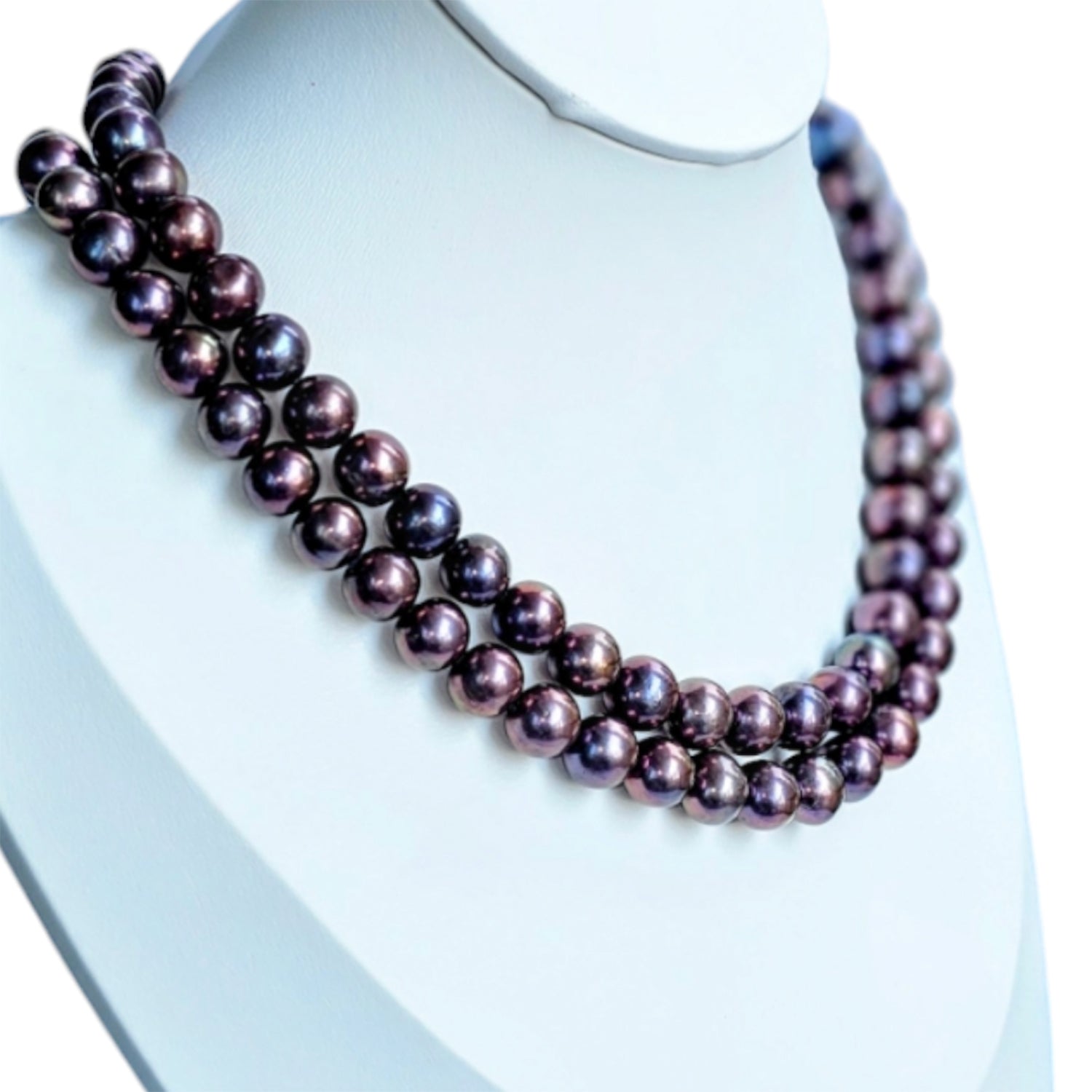 Metallic Blueish Purple Pearl Necklace  (With Earrings)