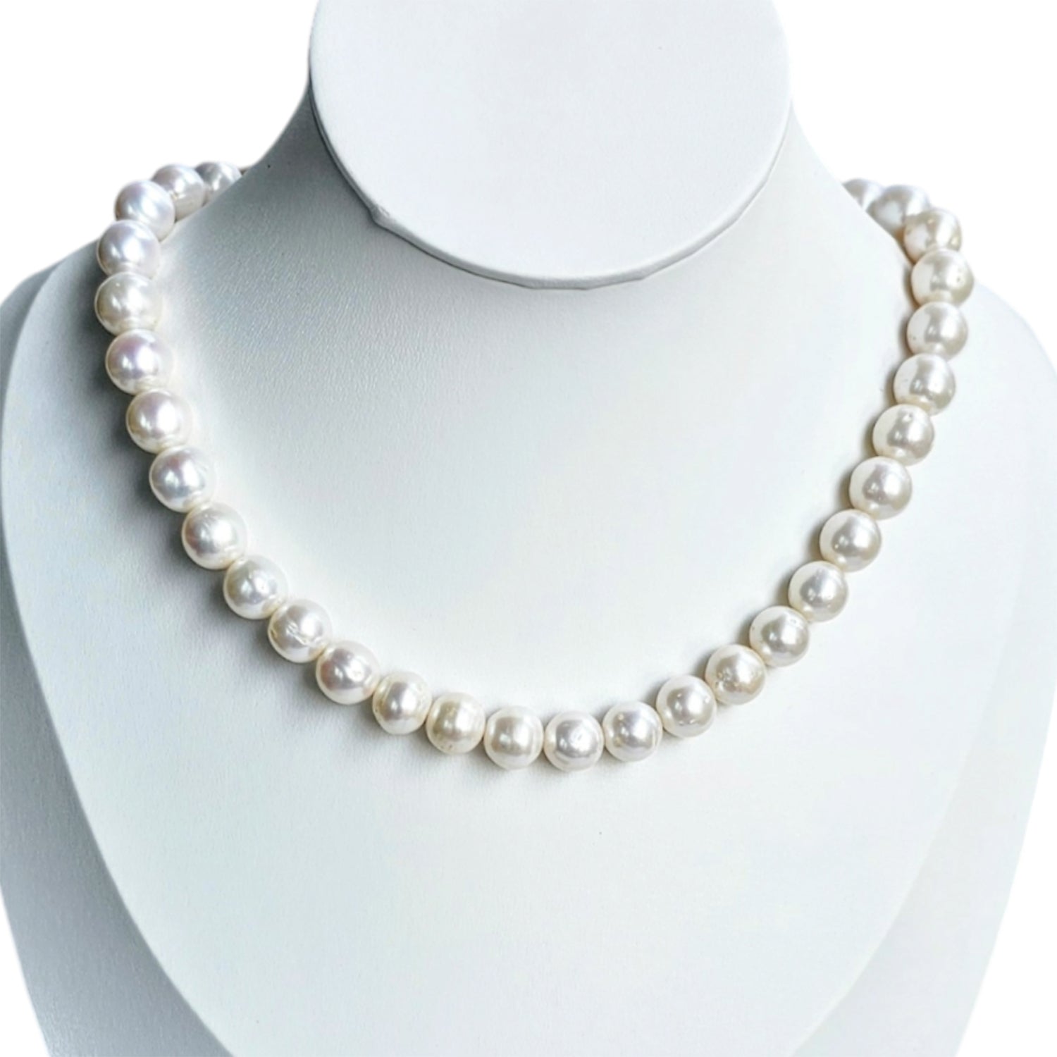 Ascending-White Freshwater Pearl  Necklace (Earrings Included)