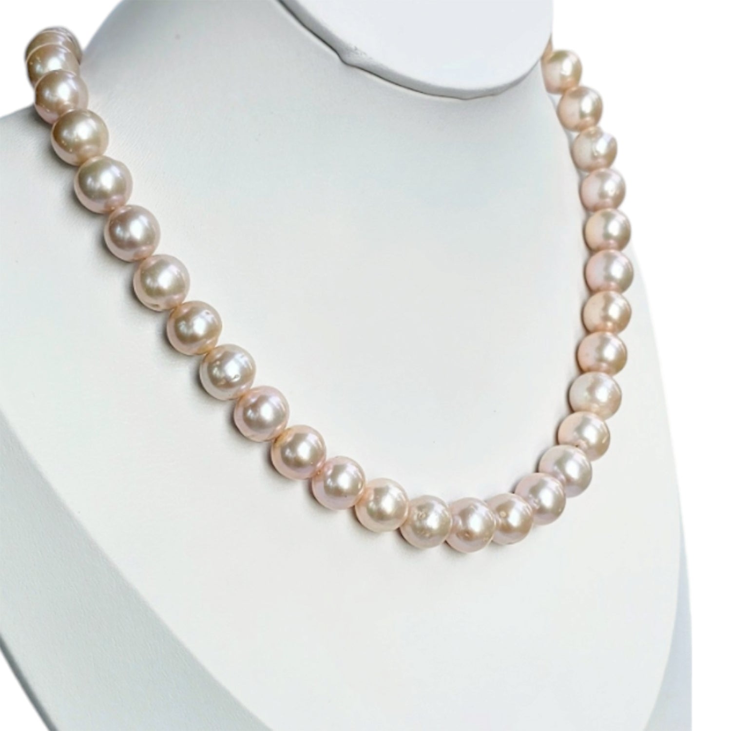 Luminous pink color freshwater pearl  necklace (With Earrings)