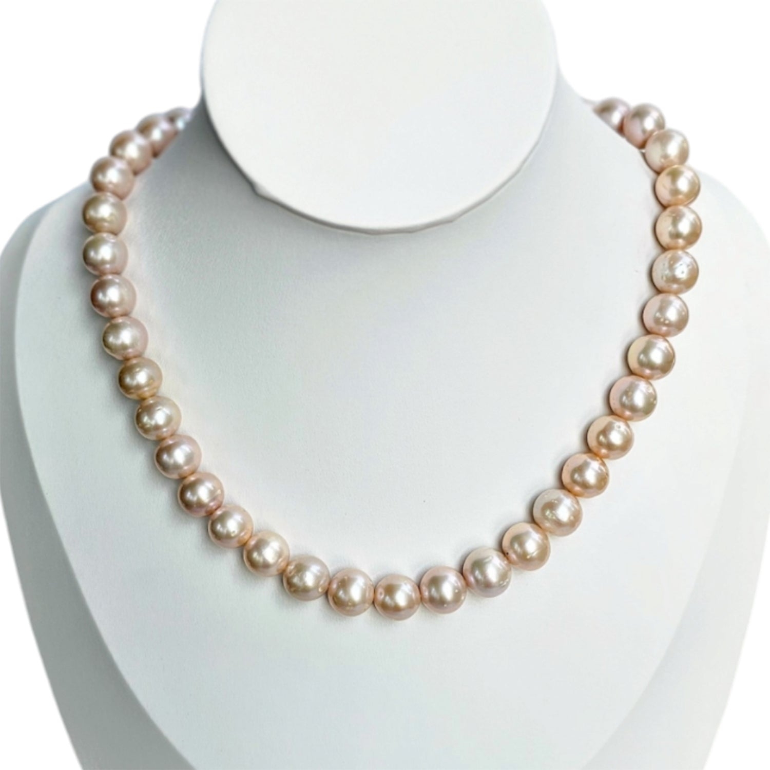 Luminous pink color freshwater pearl  necklace (With Earrings)