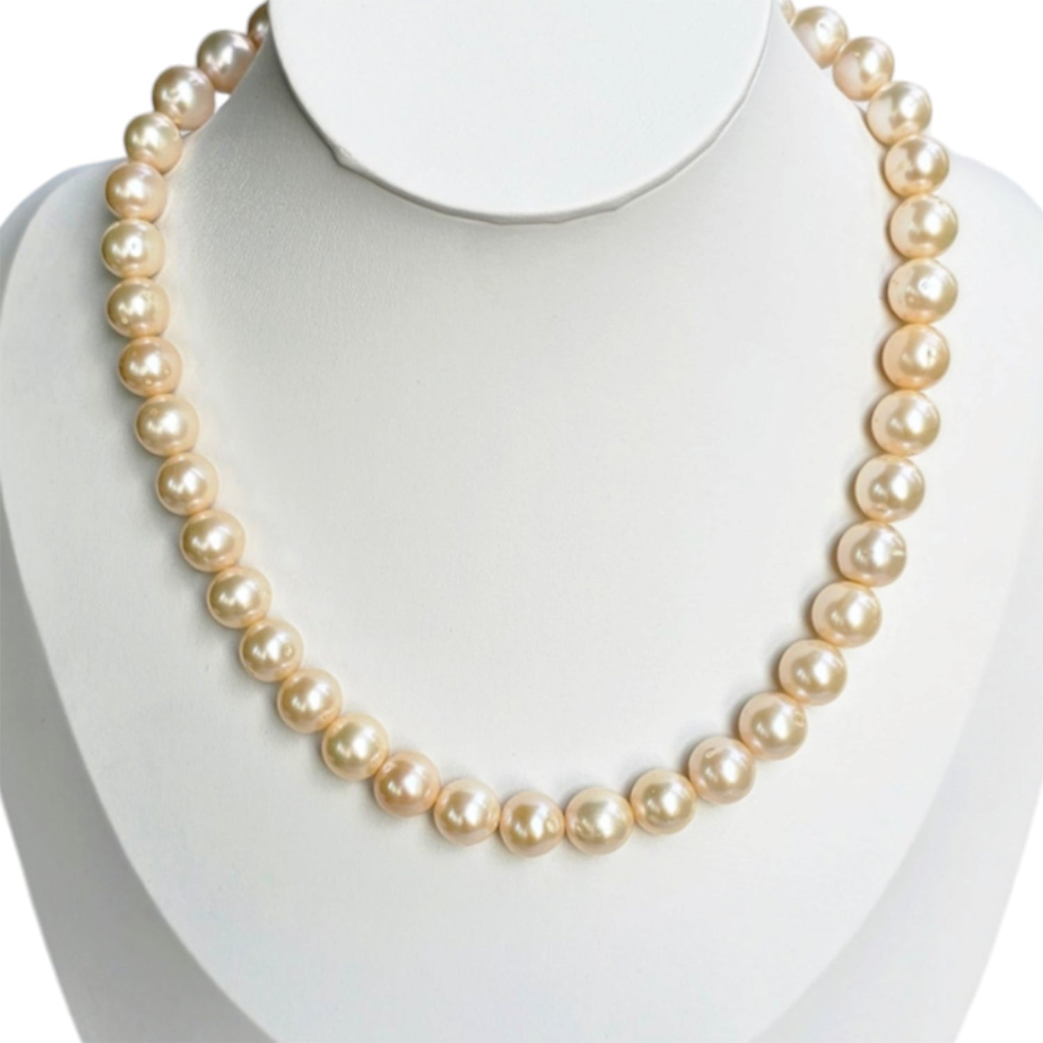 Luminous peach color  freshwater pearl necklace (With  Earrings)